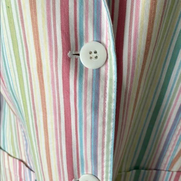 Talbots Woman Pastel Rainbow Striped Women's Blazer Freshly Dry-cleaned SZ 16W - Picture 5 of 11